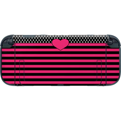 Polka Dots and Stripes Heart in Pink Nintendo Switch 2 (2025) with Joy-Con Skin